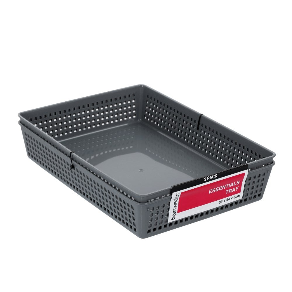 2PK Boxsweden Essentials Tray Lge 33X24X6cm Assorted