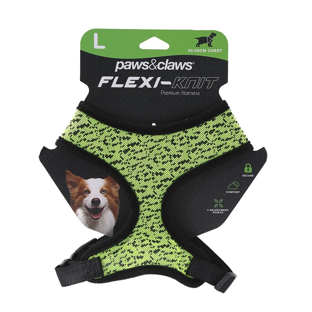 Paws & Claws Flexi-Knit Harness For L/XL/XXL Dog Assorted