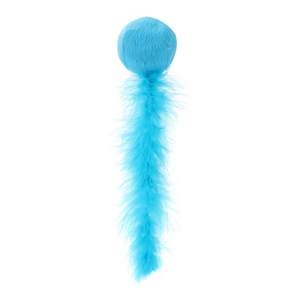 Paws & Claws Plush Catnip Ball w/ Feather Tail 20X5cm Assorted