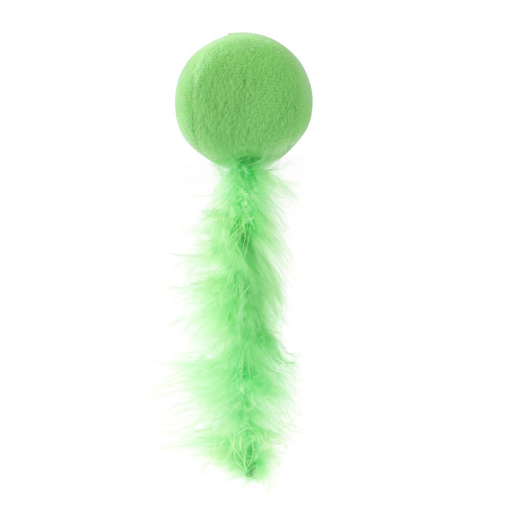 Paws & Claws Plush Catnip Ball w/ Feather Tail 20X5cm Assorted