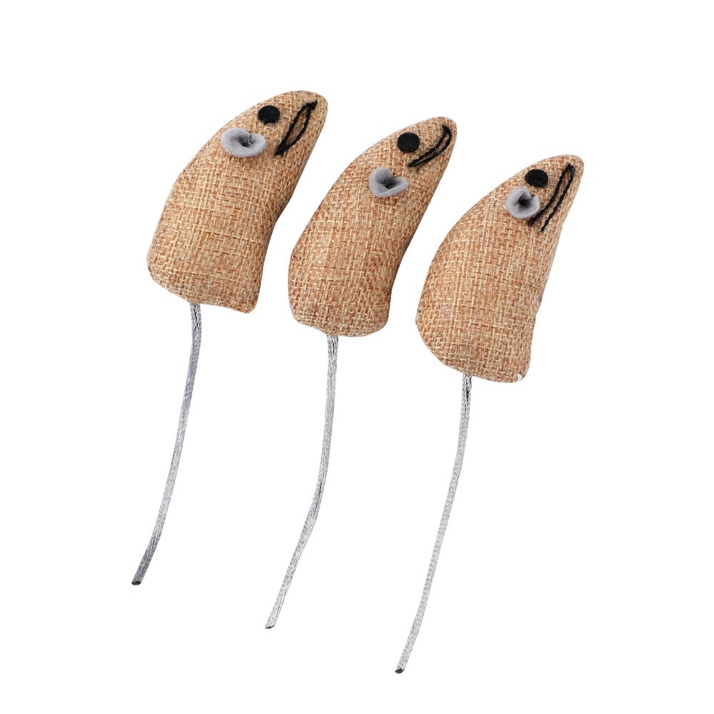 Paws & Claws Catnip Canvas Mouse 3Pk 6.5X3cm Assorted