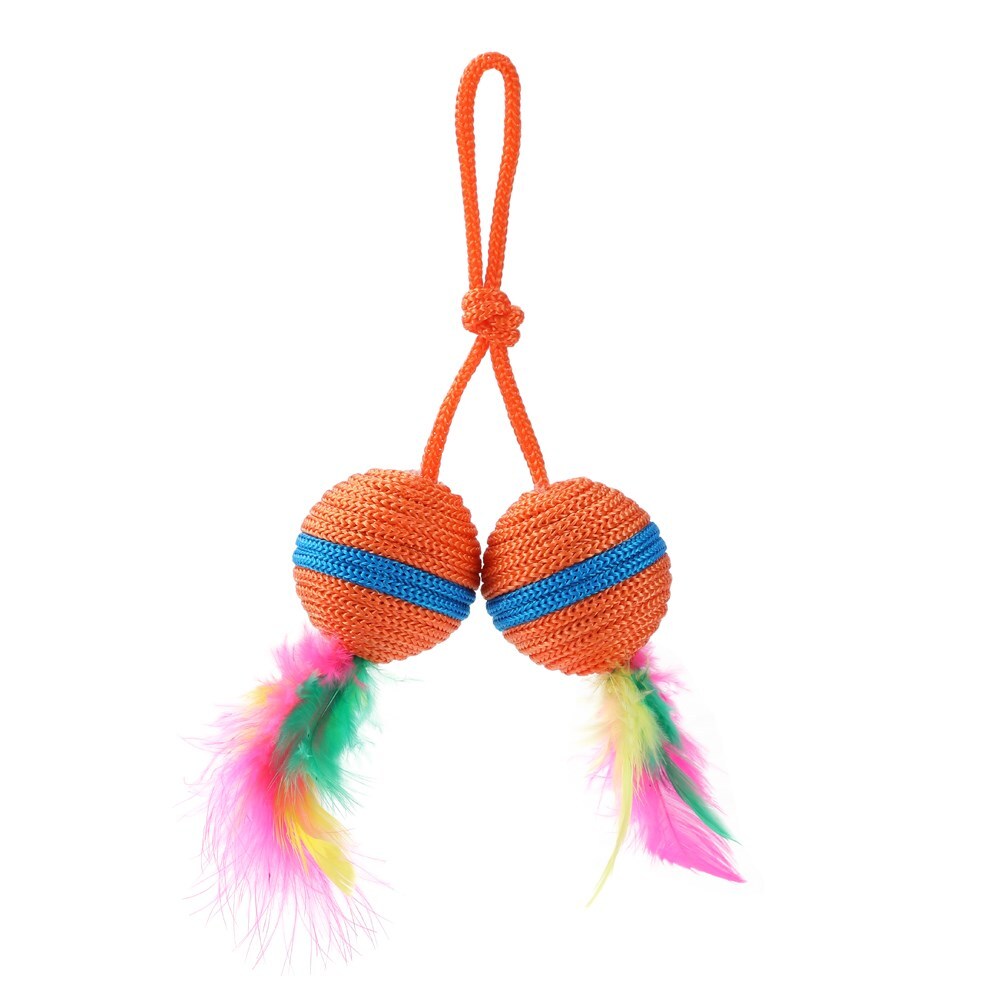 Paws & Claws 20cm Twin Ball & Feather Catnip Toy - Assorted