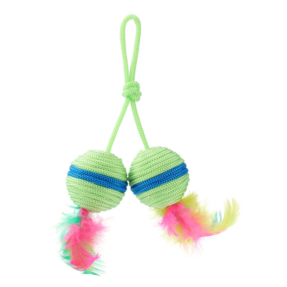 Paws & Claws 20cm Twin Ball & Feather Catnip Toy - Assorted