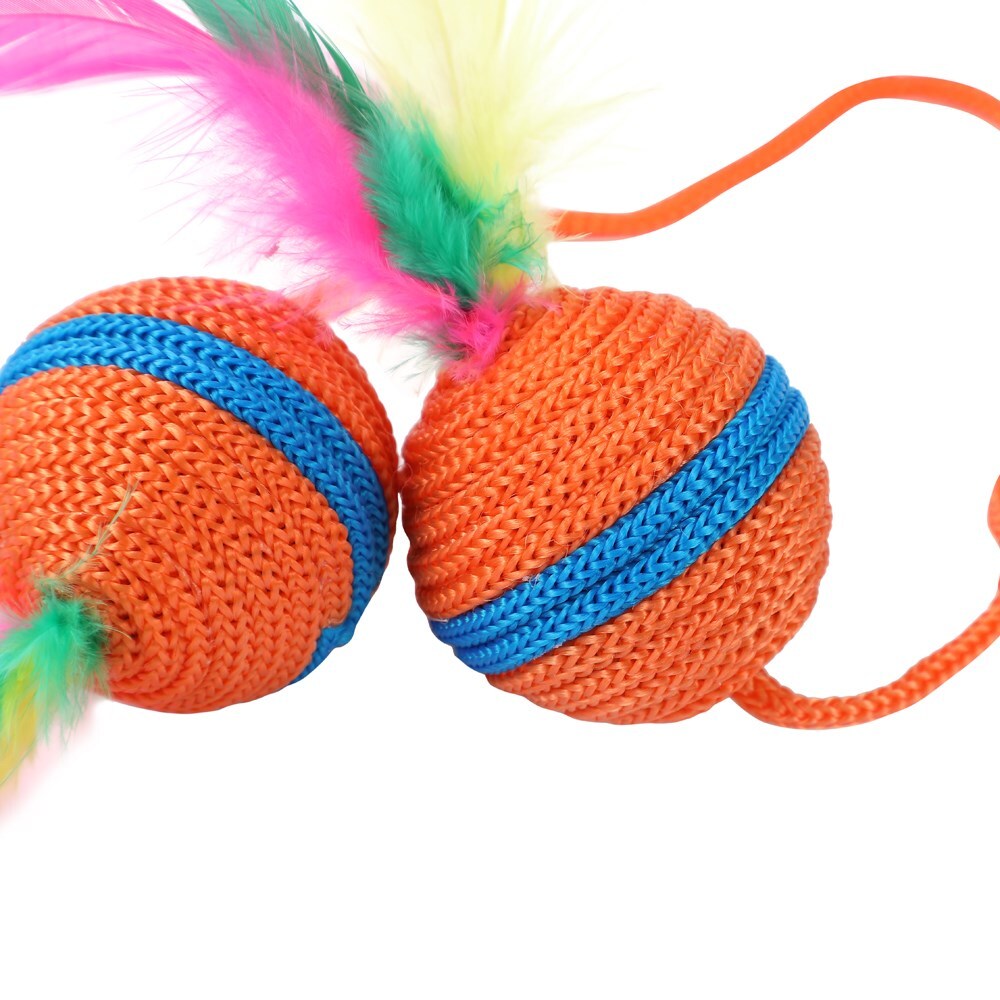 Paws & Claws 20cm Twin Ball & Feather Catnip Toy - Assorted
