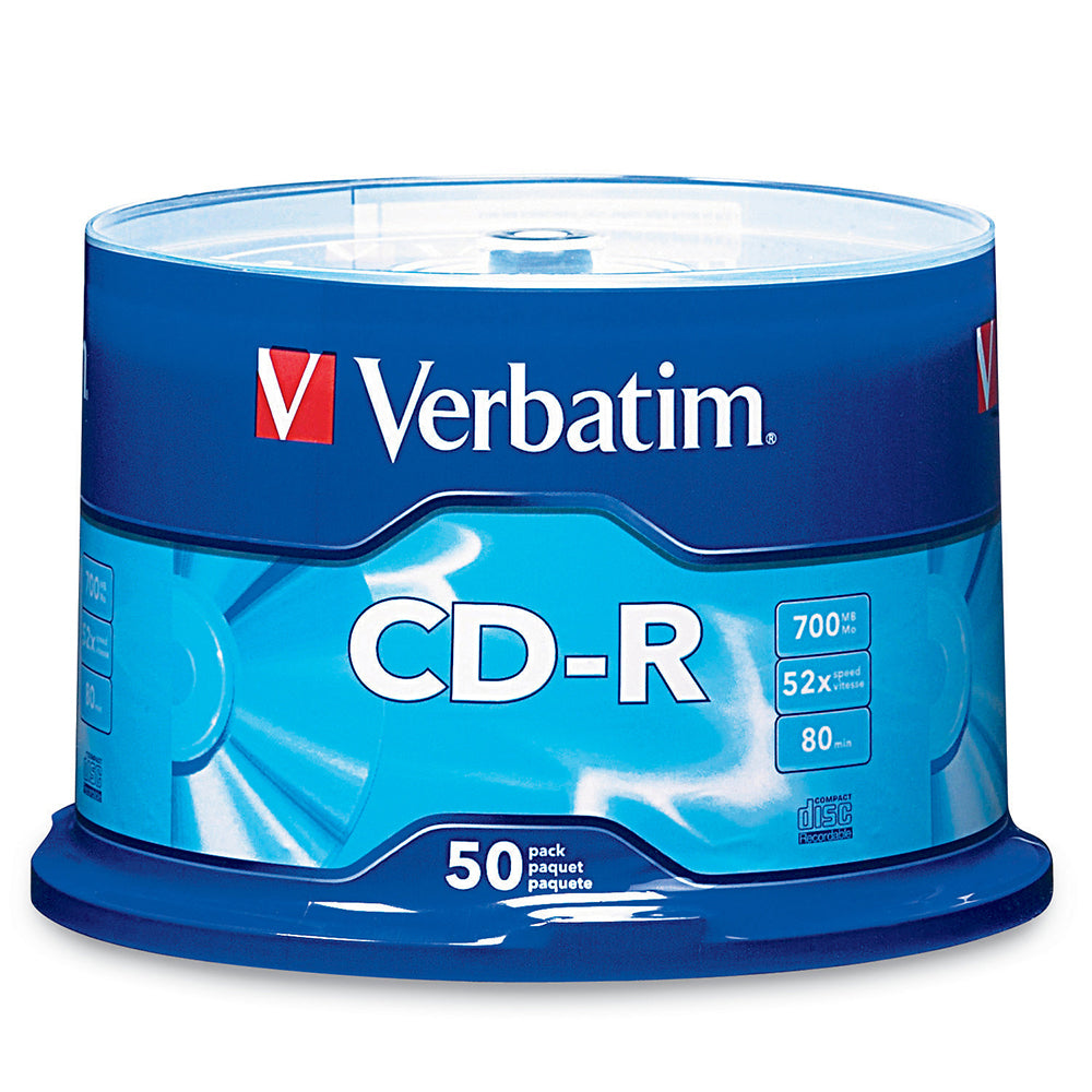50PK Verbatim CD-R 700MB 52x Speed Blank Discs w/ Spindle Case