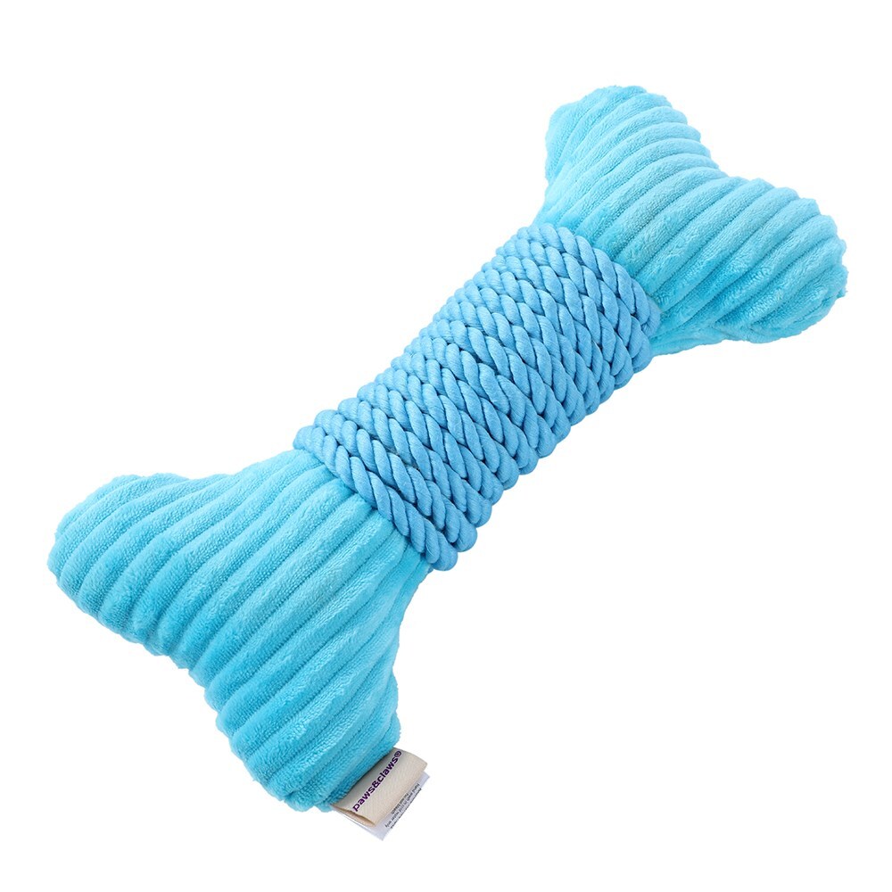 Paws & Claws 30x14cm Roped-Up Plush Bone Dog Toy - Aqua