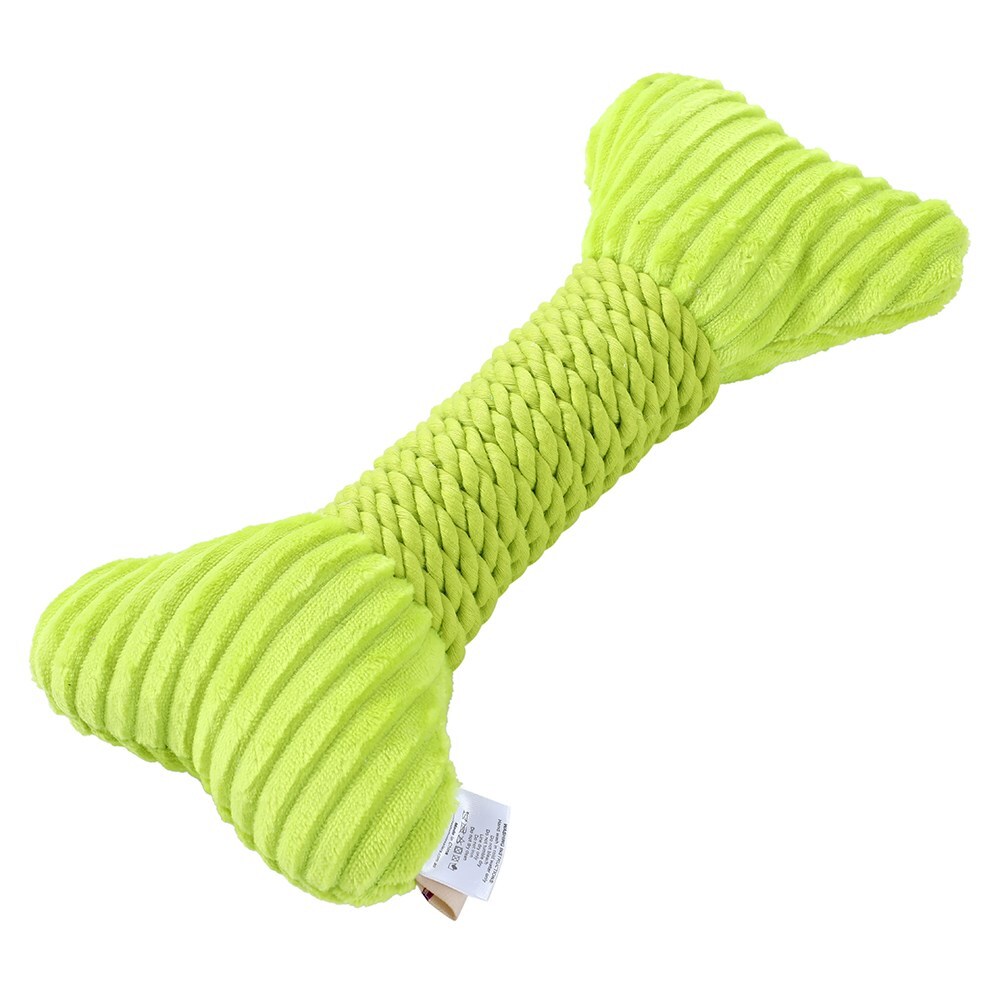 Paws & Claws 30x14cm Roped-Up Plush Bone Dog Toy - Green