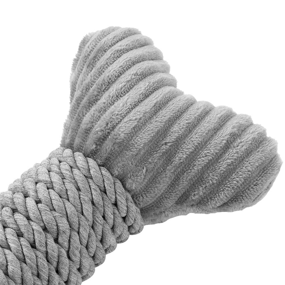 Paws & Claws 30x14cm Roped-Up Plush Bone Dog Toy - Grey