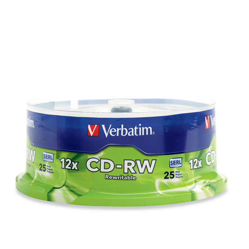 25PK Verbatim CD-RW 700MB 4x-12x Speed Blank Disc w/ Spindle Case