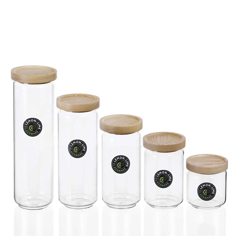 Lemon & Lime Woodend Beach Glass Canister 500Ml