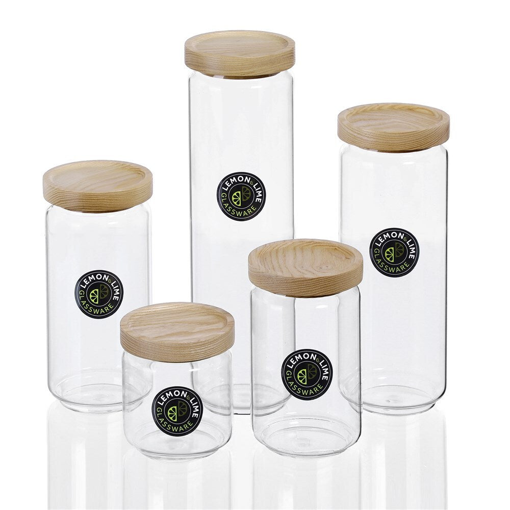 Lemon & Lime Woodend Beach Glass Canister 500Ml