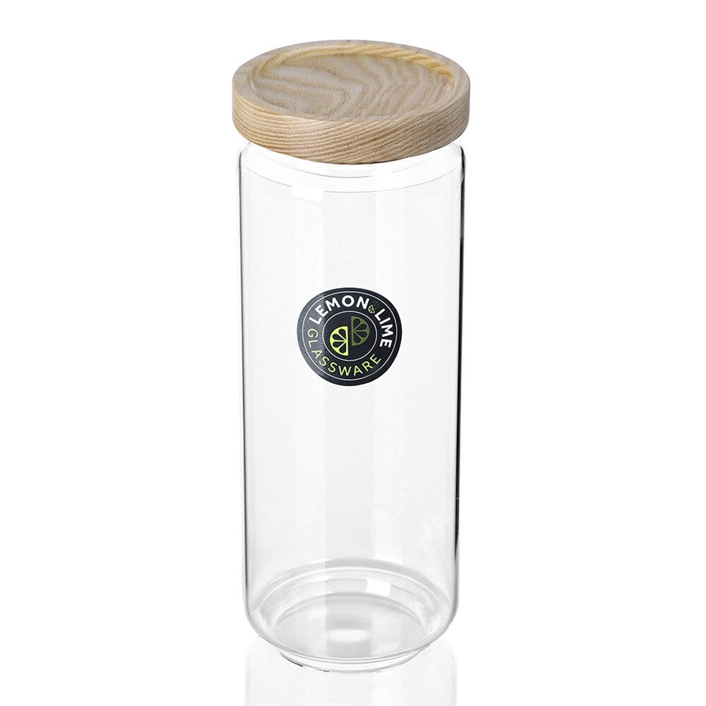 Lemon & Lime Woodend Beach Glass Canister 1.4L