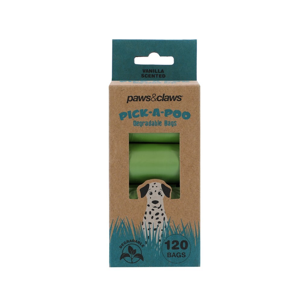 120pc Paws & Claws Pick-A-Poo Degradable Waste Bags - Vanilla Scented