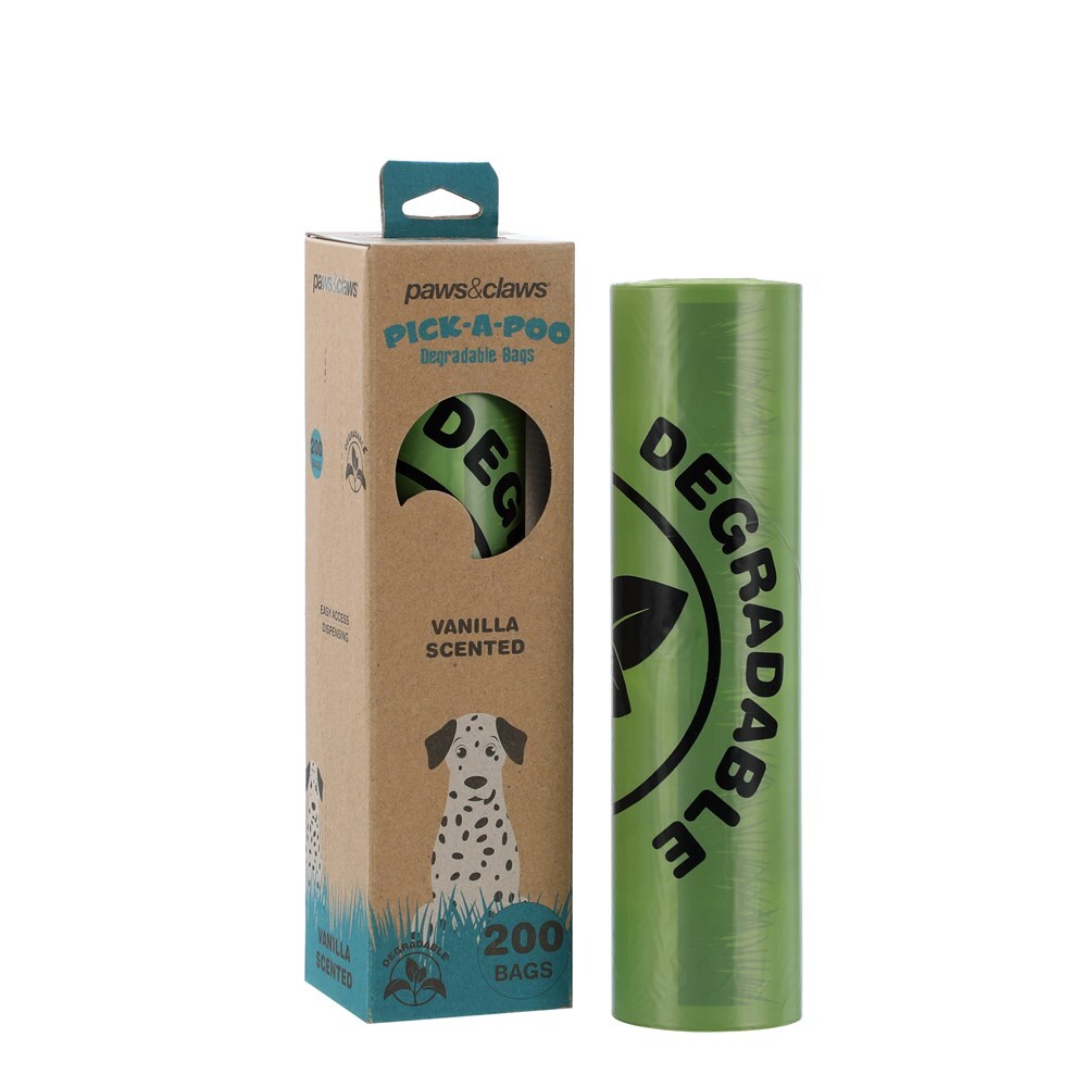 200PK Paws & Claws Pick-A-Poo Degradable Waste Bags Dispenser - Vanilla Scented