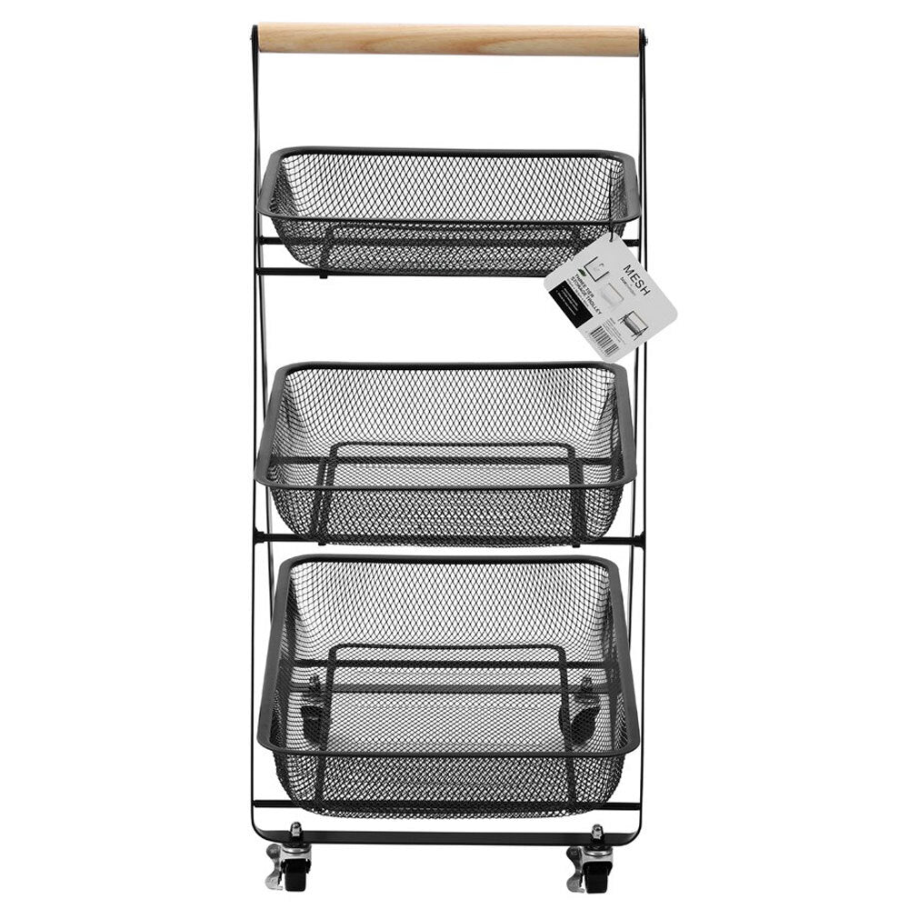 Mesh by Boxsweden 3 Tier Storage Trolley w/ Wheels - Black