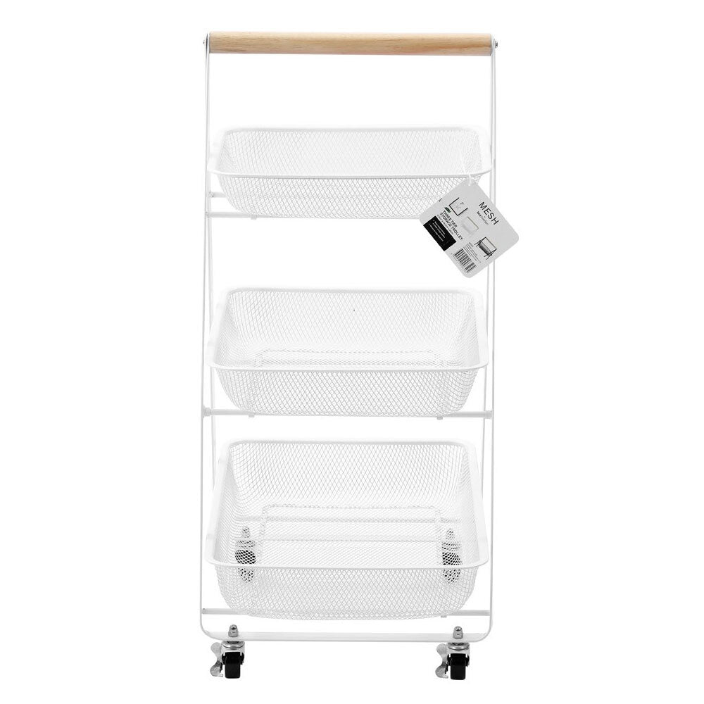 Mesh by Boxsweden 3 Tier Storage Trolley w/ Wheels - White