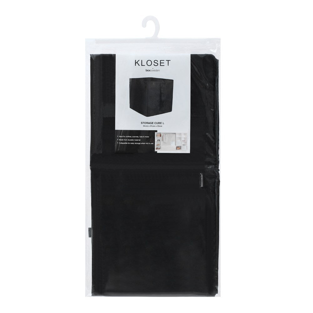 Boxsweden Kloset 34x3cm Collapsible Storage Cube Large - Black