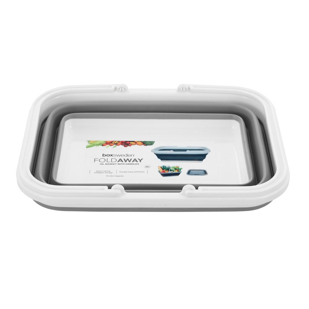 Boxsweden Foldaway Carry Basket 10L W/handles 38x28.5x15.5cm White