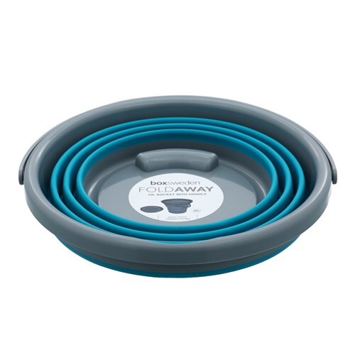 Boxsweden FOLDAWAY ROUND BUCKET W/HANDLE 10L 32X32X24.5CM BLUE