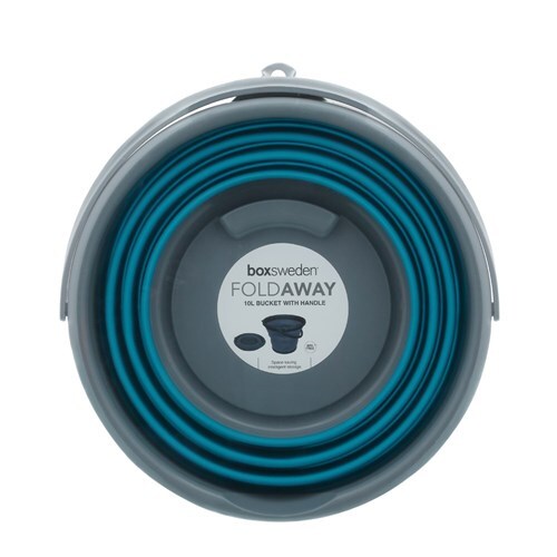Boxsweden FOLDAWAY ROUND BUCKET W/HANDLE 10L 32X32X24.5CM BLUE