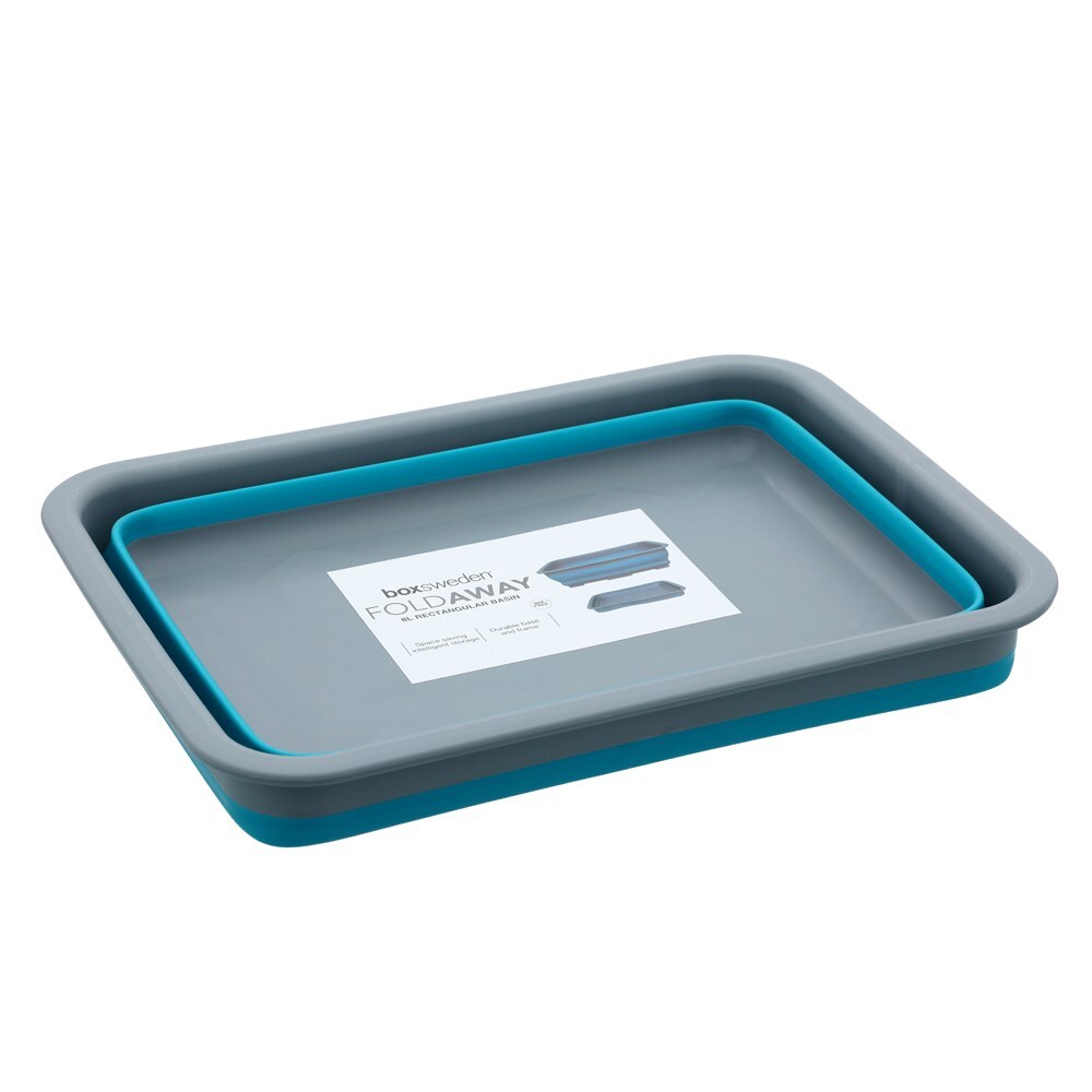 Boxsweden Foldaway Basin Rectangle 8L 37.5x28x12.5cm Blue