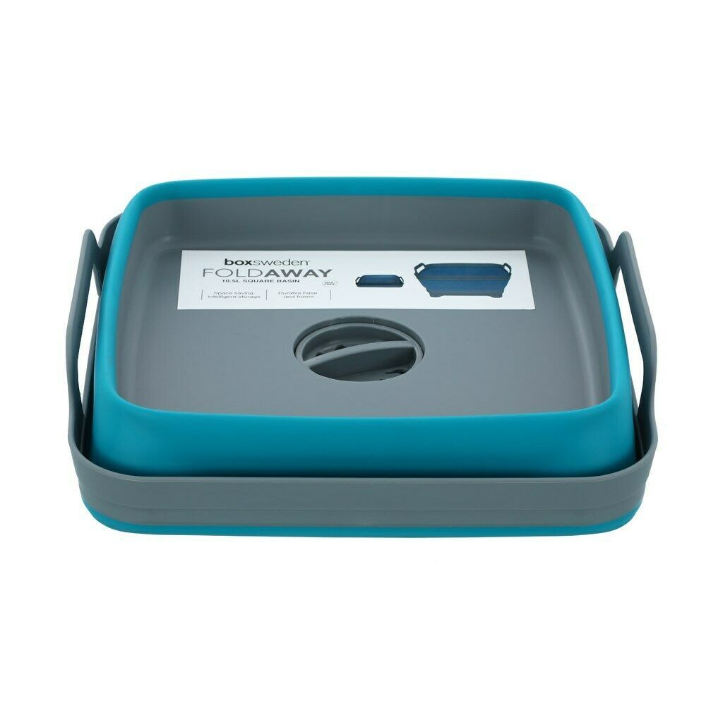 Boxsweden Foldaway Basin Square 10.5L W/handles 30.5x30x20cm Blue