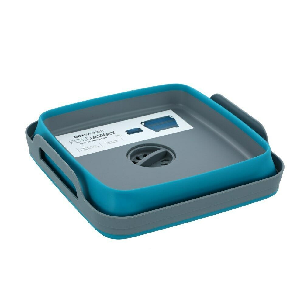 Boxsweden Foldaway Basin Square 10.5L W/handles 30.5x30x20cm Blue