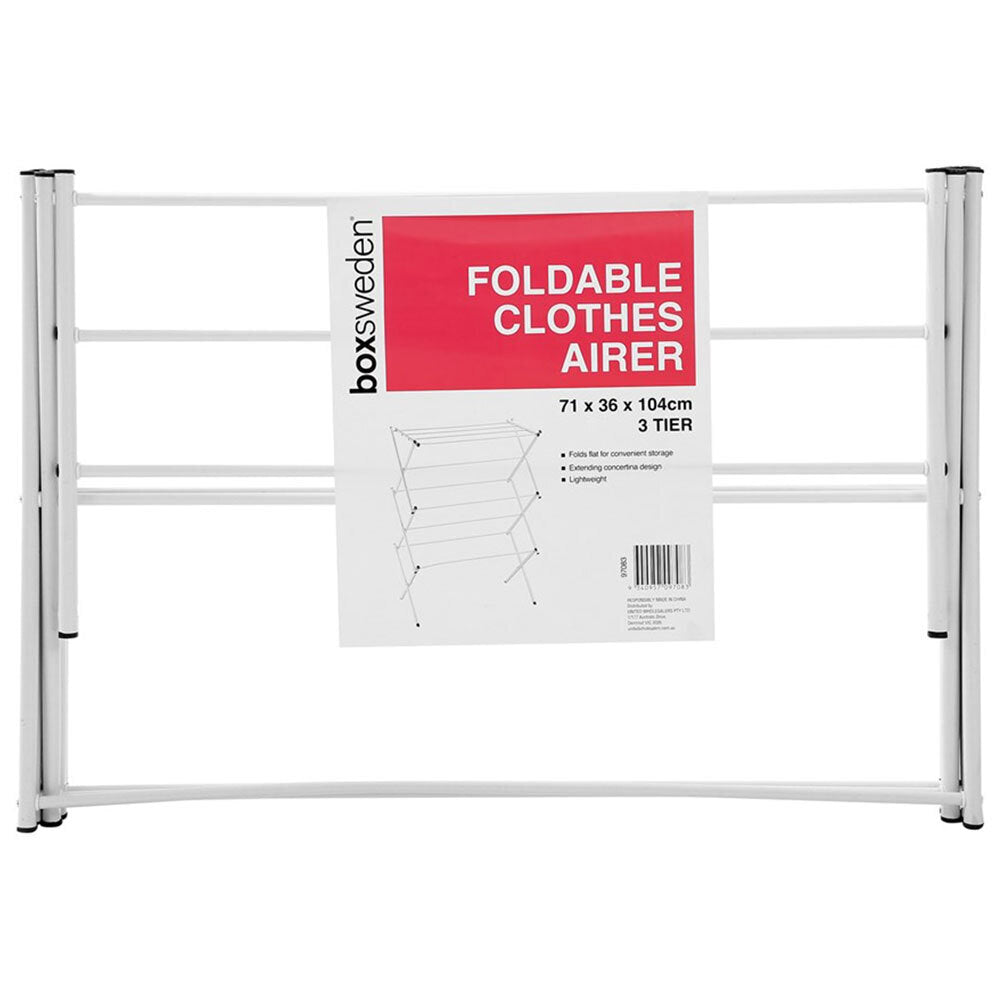 Boxsweden 3 Tier Foldable Clothes Airer - White