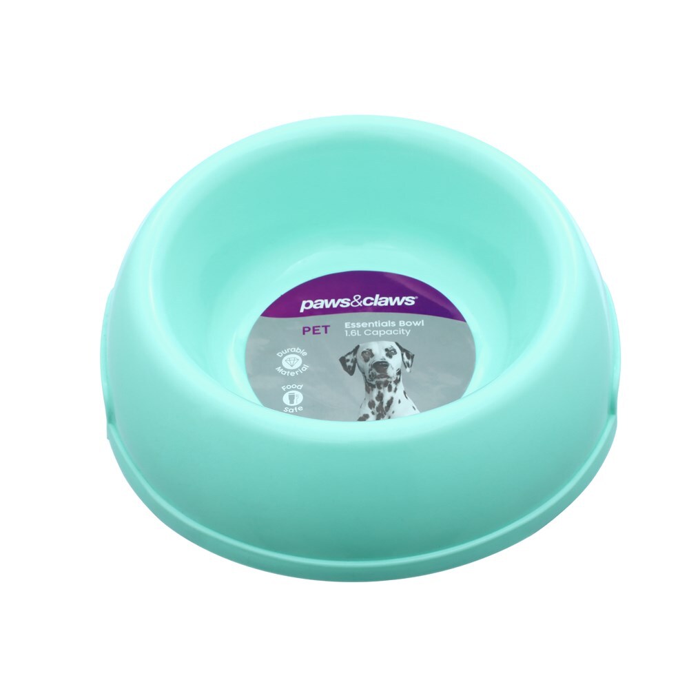 Paws & Claws Pet Essentials Round Bowl Large w/ Handle 16x21x6.5cm 1.6L Assorted