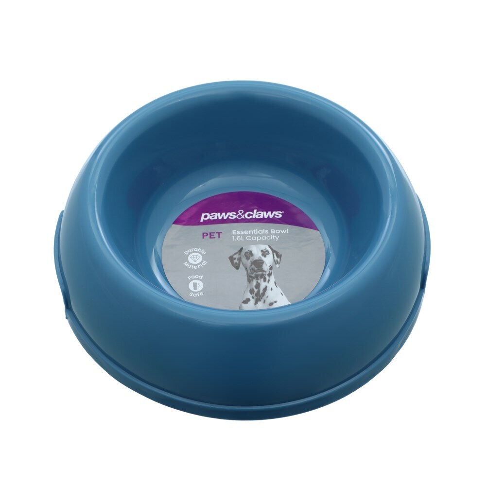 Paws & Claws Pet Essentials Round Bowl Large w/ Handle 16x21x6.5cm 1.6L Assorted