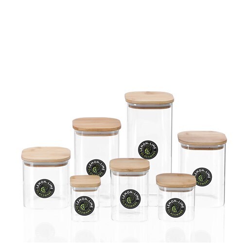 Lemon & Lime Camden Square Glass Jar Bamboo Lid 550Ml