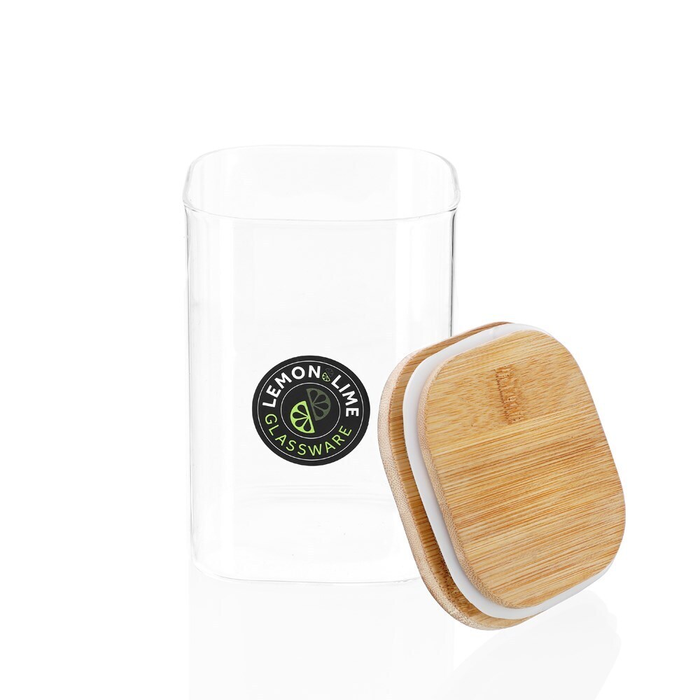 Lemon & Lime Camden Square Glass Jar Bamboo Lid 1.1L