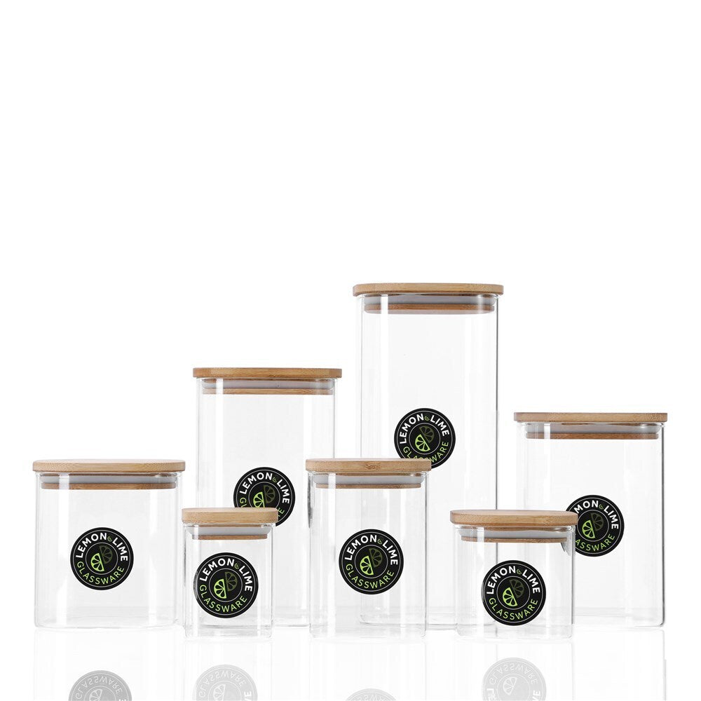Lemon & Lime Camden Square Glass Jar Bamboo Lid 1.1L