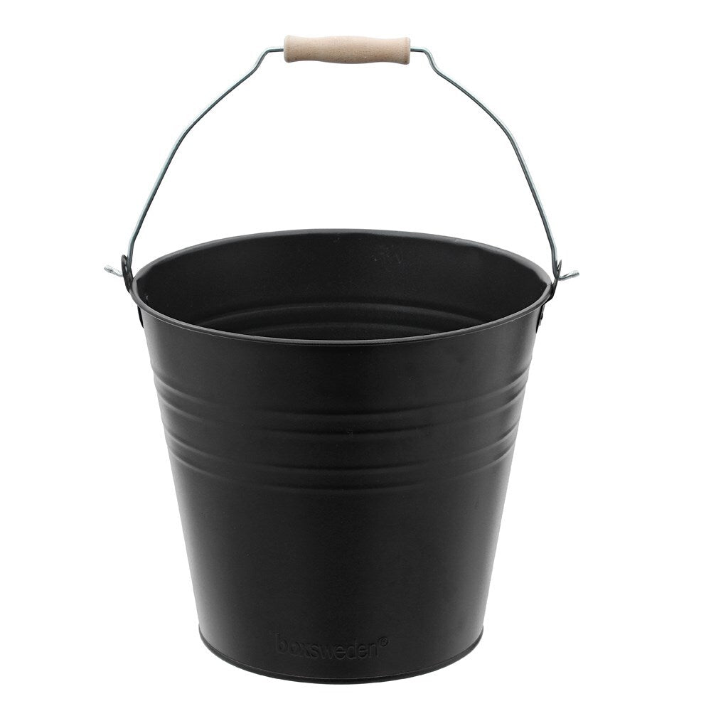 Boxsweden Metal Bucket Wood Handle 12L Black 30X30X27cm