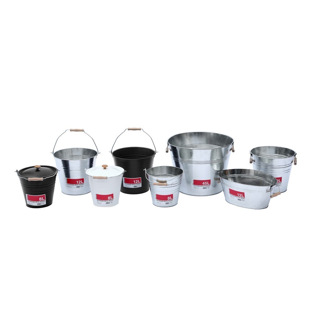 Boxsweden Metal Ice Bucket Wood Handles 12L Galvanised 30X30X27cm