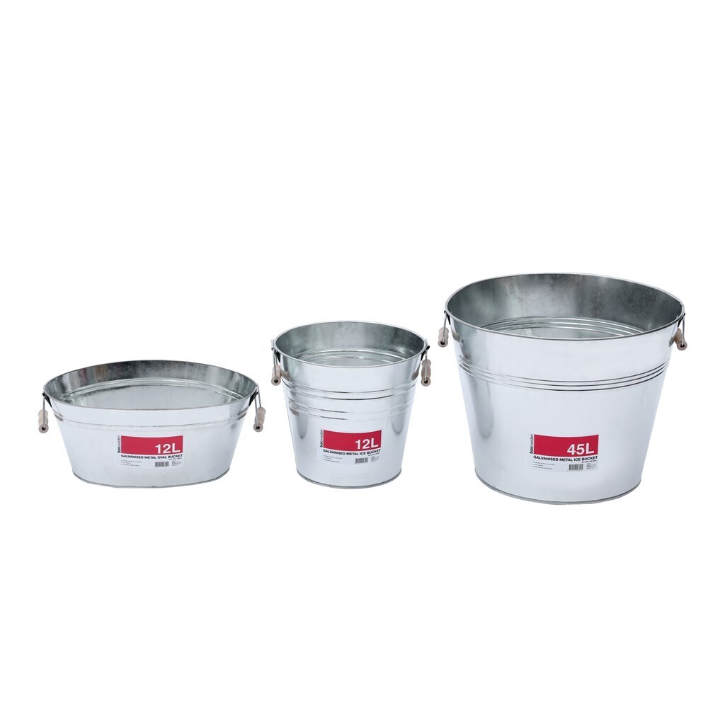 Boxsweden Metal Ice Bucket Wood Handles 12L Galvanised 30X30X27cm