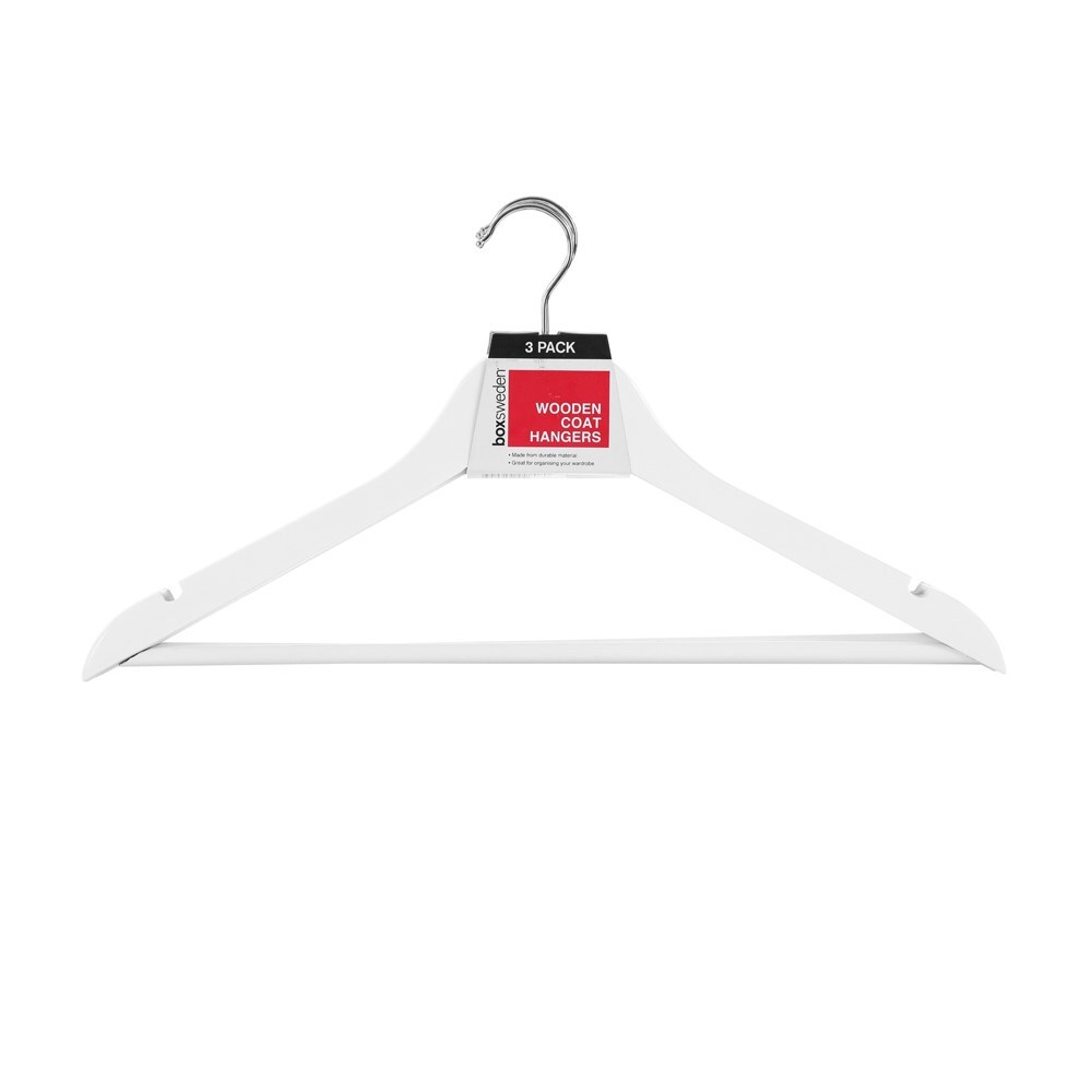 3pc Wooden Hanger 44.5cm White