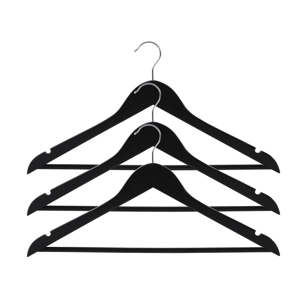 3pc Wooden Hanger 44.5cm Black