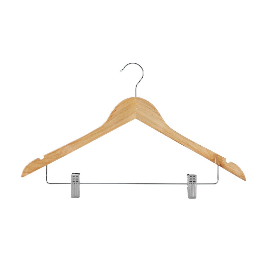 3pc Wooden Hanger 44.5cm w/ Clips