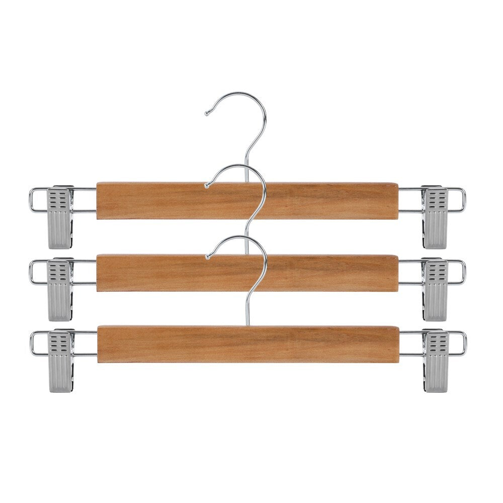 3pc Wooden Trouser Hanger 33cm w/ Clips
