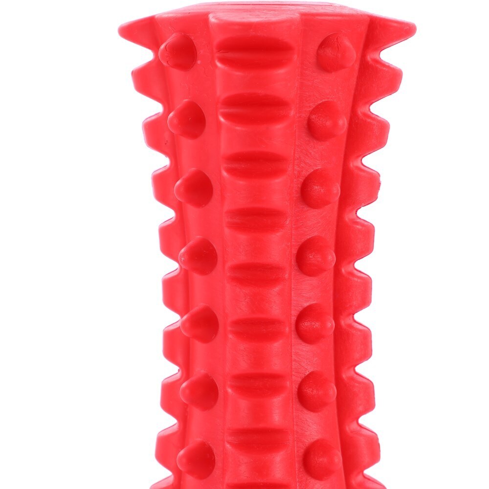 Paws & Claws Flavour-Bone Spiky Bone Beef Flavoured Rubber Toy 16X6.5cm Red