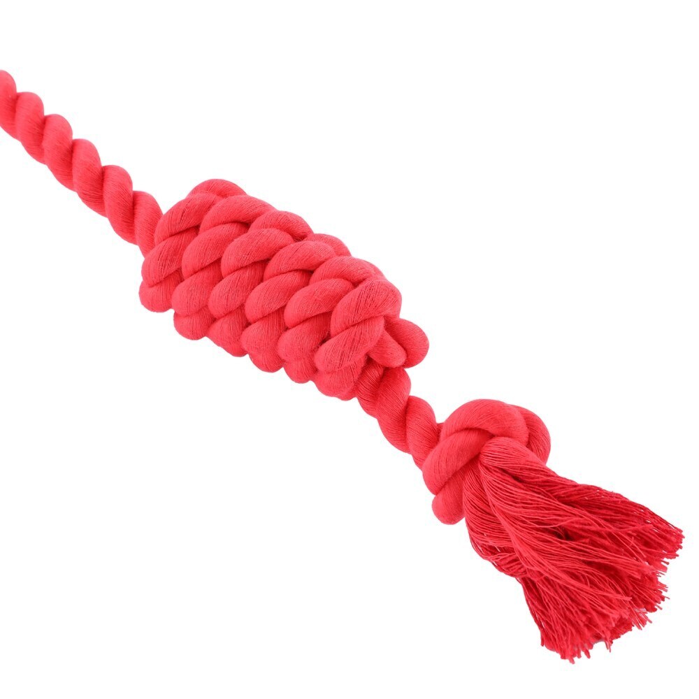 Paws & Claws Flavour-Bone Rope Tugger Beef Flavoured Rubber Toy 38X5cm Red