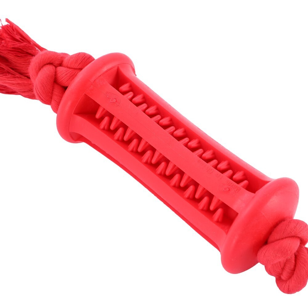 Paws & Claws Flavour-Bone Rope Tugger Beef Flavoured Rubber Toy 38X5cm Red