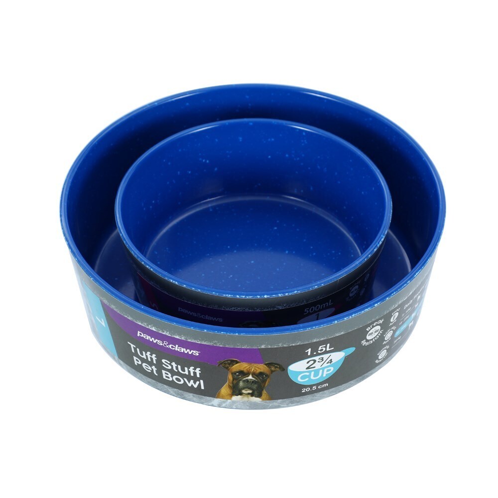 Paws & Claws Tuff Stuff Pet Bowl Blue Lge 1.5L 20.5X6.5cm