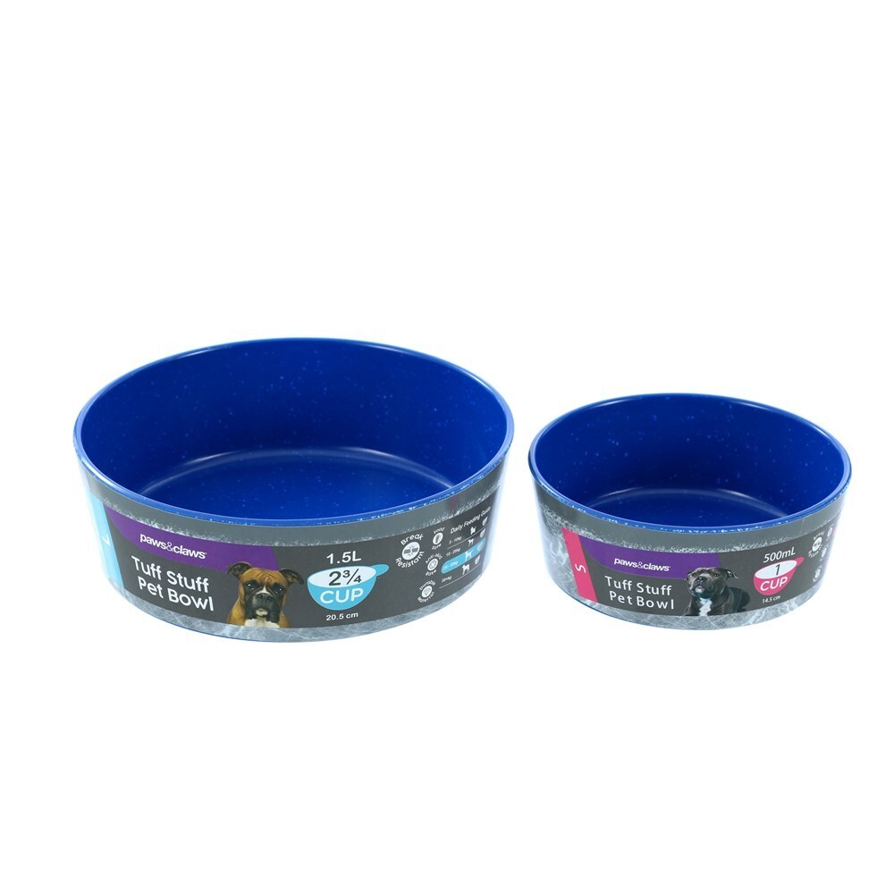 Paws & Claws Tuff Stuff Pet Bowl Blue Lge 1.5L 20.5X6.5cm