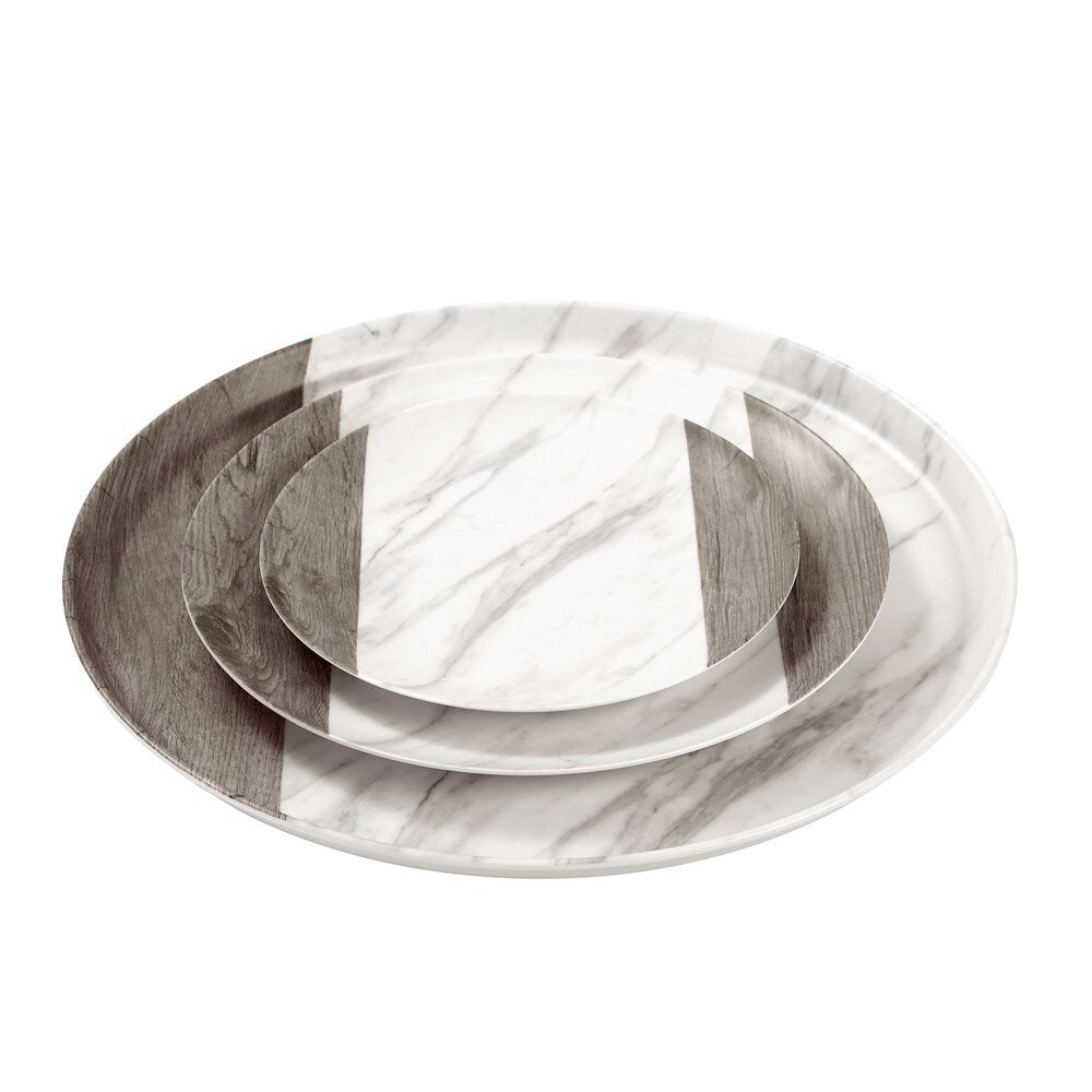 Lemon & Lime Matte Melamine Round 35cm Platter Endwood Marble