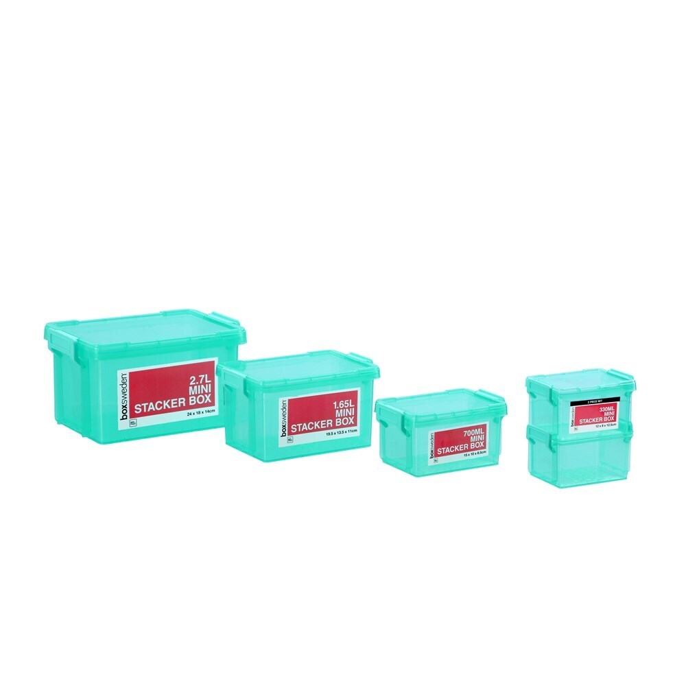 Boxsweden Mini Stacker Box 700Ml 15X10X8.5cm Teal