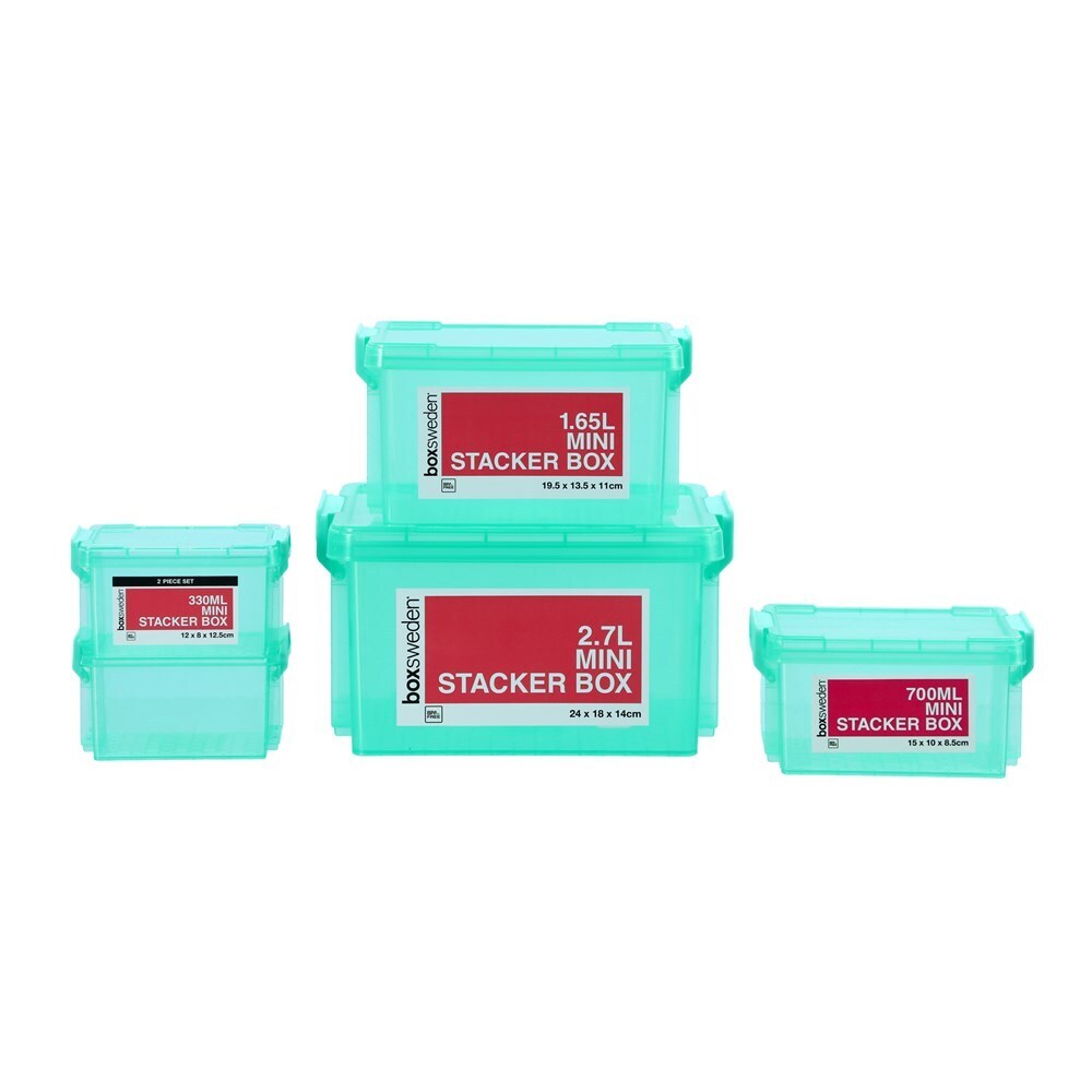 Boxsweden Mini Stacker Box 1.65L 19.5X13.5X11cm Teal