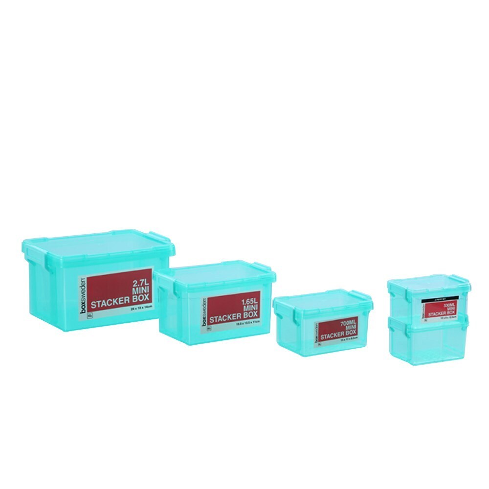 Boxsweden Mini Stacker Box 1.65L 19.5X13.5X11cm Teal