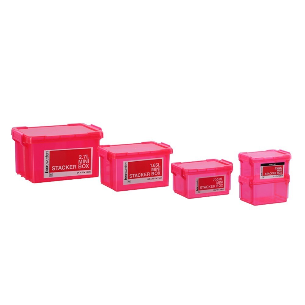 Boxsweden Mini Stacker Box 2.7L 24X18X14cm Pink